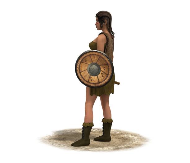 istock warrior woman character, 3D rendering, illustration 1162305360
