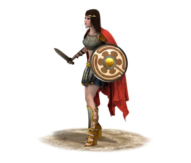 istock warrior woman character, 3D rendering, illustration 1162305446