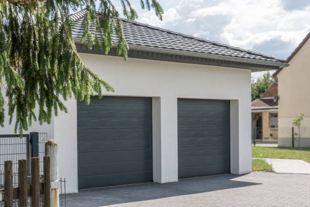 istock Modern and luxurious double garage on a residential building 1162307249