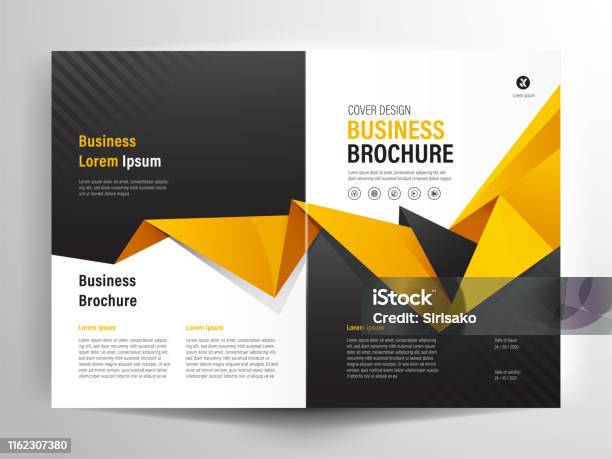 Brochure Flyer Template Layout Background Design Booklet Leaflet Corporate Business Annual Report Layout With White Gray And Orange Polygon Background Template A4 Size Vector Illustration Stock Illustration - Download Image Now