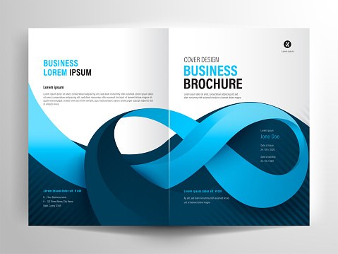 istock Brochure Flyer Template Layout Background Design. booklet, leaflet, corporate business annual report layout with white and blue curve background template a4 size - Vector illustration. 1162307538