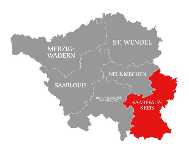 istock Saarpfalz Kreis red highlighted in map of Saarland Germany DE 1162308634