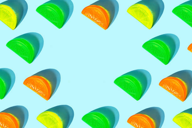 istock Colorful ice cream popsicle pattern on bright orange background. 1162309086