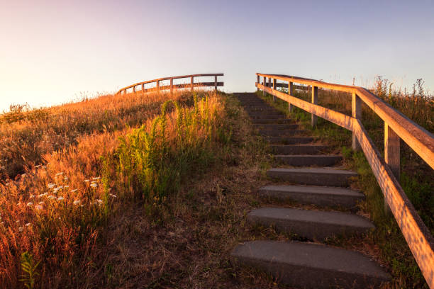 istock Stairs towards viewing point Distelbelt at the river Vecht Valley 1162318661