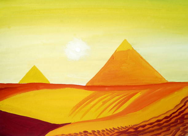 istock Drawing of bright Egyptian desert landscape, yellow sand 1162324566