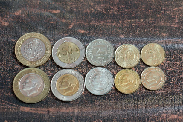 istock turkish coins, one lira and kurus 1162325367