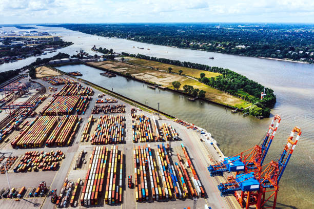 istock Aerial view of a Container harbour 1162326717