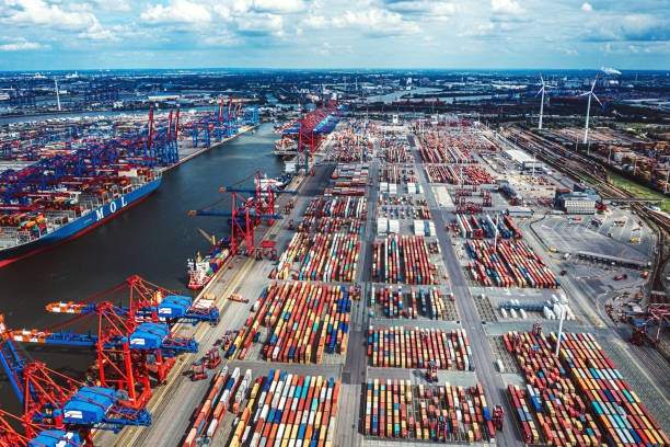 istock Aerial view of a Container harbour 1162326808
