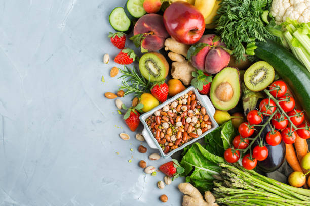 istock Healthy food for balanced alkaline diet concept 1162328127