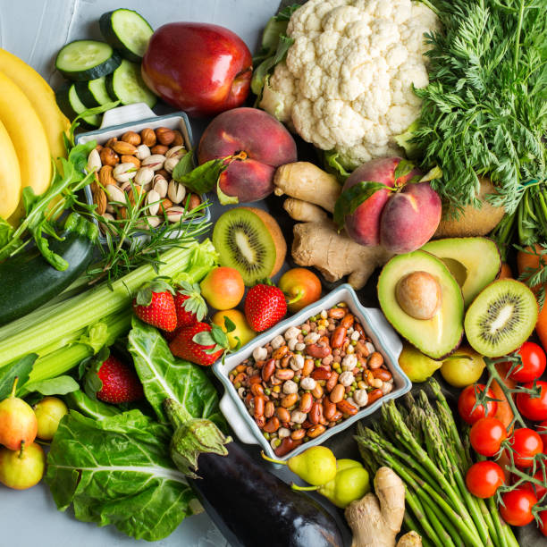 istock Healthy food for balanced alkaline diet concept 1162328249