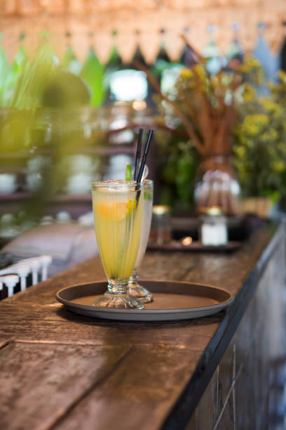 istock Two cocktails on the tray at the bar 1162332224