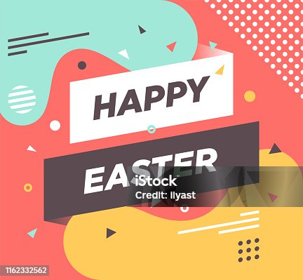 istock Happy Easter Trendy Abstract Web Banner Design 1162332562