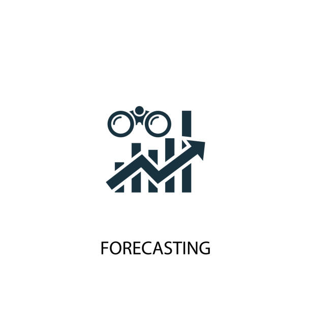 ilustrações de stock, clip art, desenhos animados e ícones de forecasting creative icon. simple element illustration. forecasting concept symbol design from business intelligence collection. can be used for web and mobile. - projection