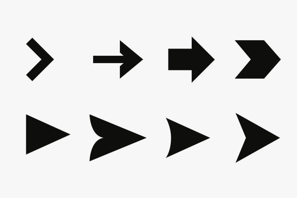 illustrations, cliparts, dessins animés et icônes de ensemble vectoriel arrow icon. graphismes de pointeurs vectoriels pour les éléments de conception de navigation web. illustration vectorielle eps 10 - icon set arrow sign directional sign downloading