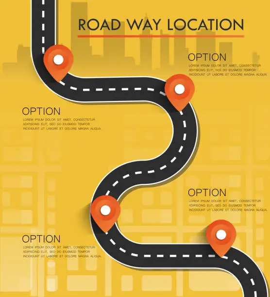 Vector illustration of Street Map with navigation icons. Navigation concept. Vector illustration road way location.