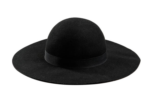 istock Female black retro hat isolated 1162335212