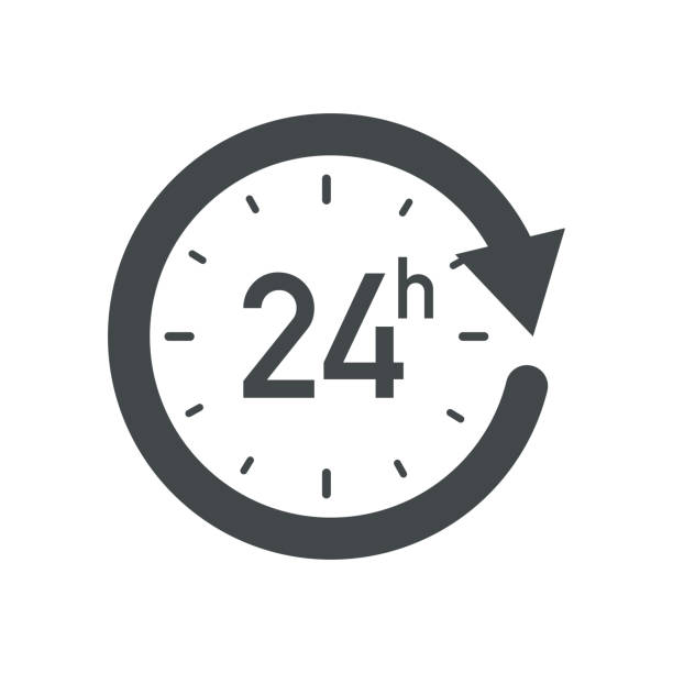 24 stunden-symbol. - clock number 7 clock face watch stock-grafiken, -clipart, -cartoons und -symbole
