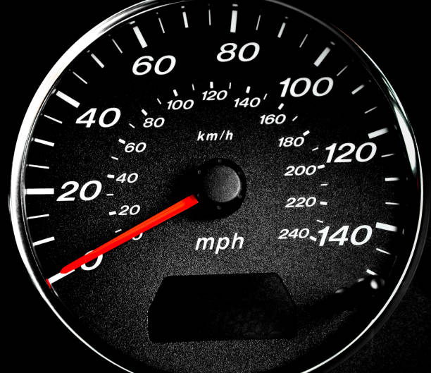 close-up dashboard with speedometer and rpm - speedometer odometer car rpm imagens e fotografias de stock