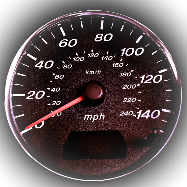 close-up dashboard with speedometer and rpm - speedometer odometer car rpm imagens e fotografias de stock