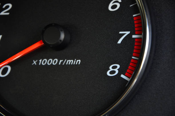 close-up dashboard with speedometer and rpm - speedometer odometer car rpm imagens e fotografias de stock