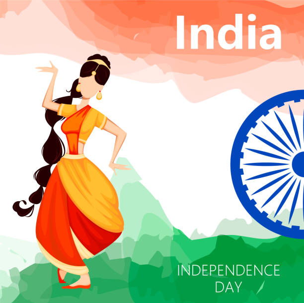 Happy Independence Day Of India Greeting Card Stock Illustration - Download  Image Now - Dancing, Costume, Culture of India - iStock