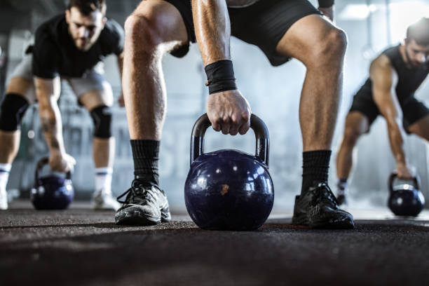 istock gym with kettle bells in a gym! 1162341181