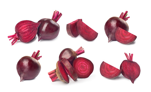 set of red beet on a white background