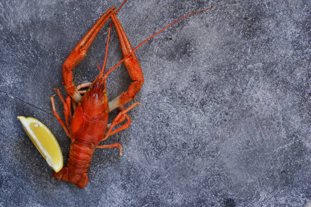 istock Crayfish boiled with spices on the kitchen table. View from above. 1162341614
