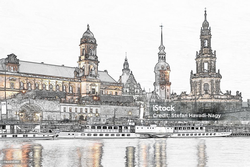 Dresden-Ansicht - Lizenzfrei Alt Stock-Foto