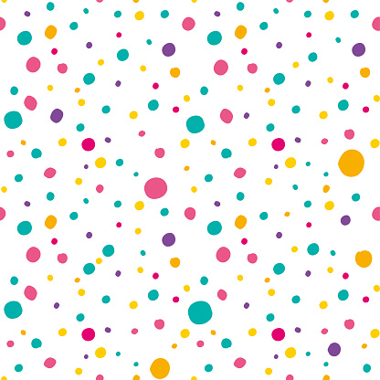 Multicolored polka dot seamless pattern. Vector template for festive design.