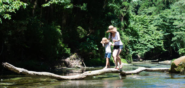 istock Mother and child playing in a mountain stream 1162347194