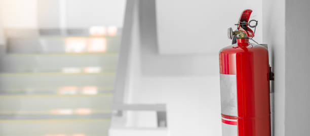 istock Fire extinguisher system on the wall background, powerful emergency equipment for industrial 1162349528
