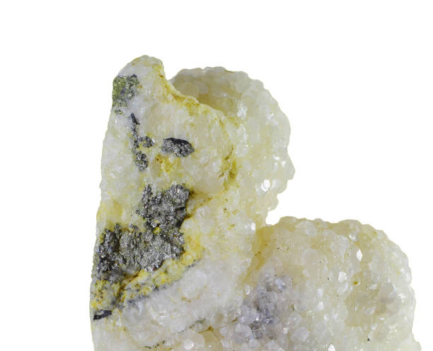 istock White great calcite crystal with pyrite isolated on white background 1162350588