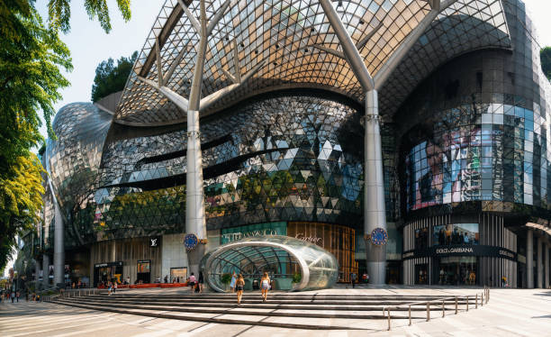ultranowoczesna fasada centrum handlowego ion orchard w singapurze - elegance people traveling architecture asia zdjęcia i obrazy z banku zdjęć