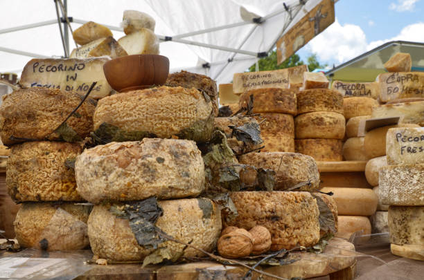 tomi stagionati e formaggi tipici piemontesi - piedmont cheese homemade italy foto e immagini stock