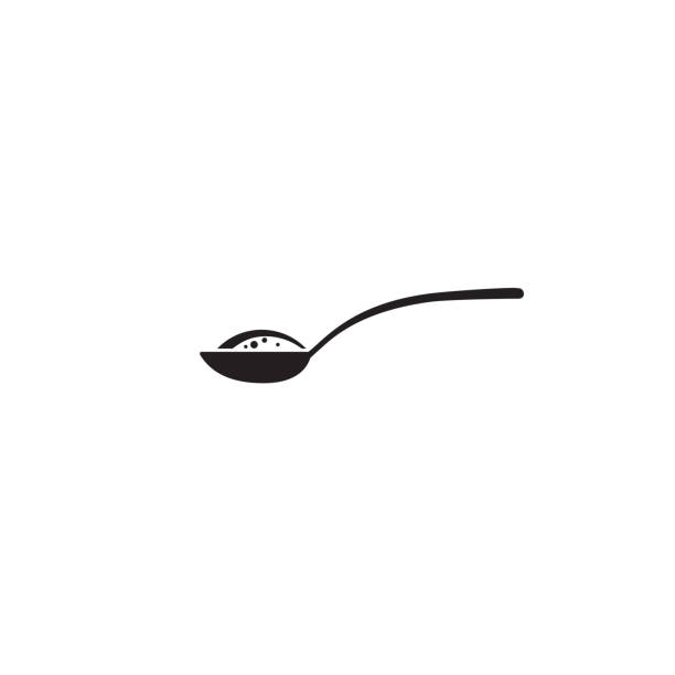 ilustraciones, imágenes clip art, dibujos animados e iconos de stock de cuchara con azúcar, sal, harina u otro icono de ingrediente. vector - sugar spoon salt teaspoon
