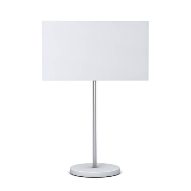 istock Blank white sign with pole stand Blank mock up information signage board or advertising round billboard isolated on white background with shadow 1162352196