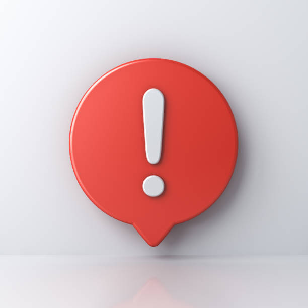 istock 3d social media notification white exclamation mark in red round pin icon isolated on white background with shadow and reflection 1162352197