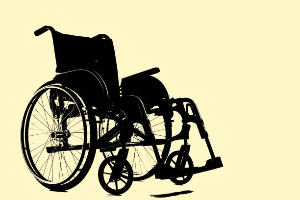 Wheelchair silhouette with yellow background