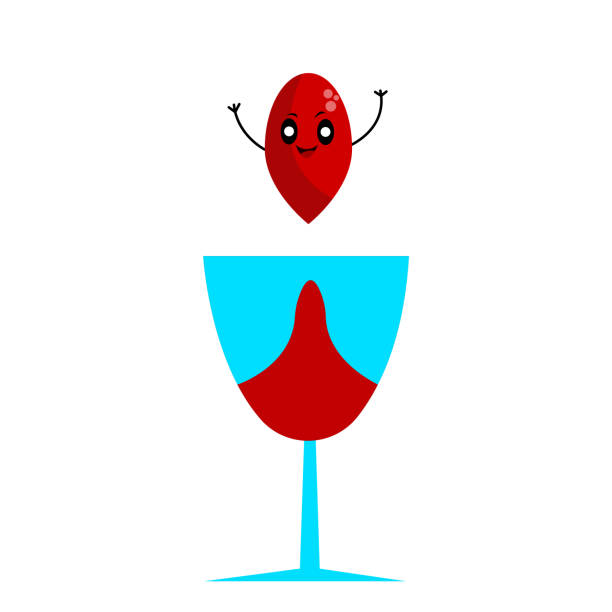 ilustrações, clipart, desenhos animados e ícones de gota do vinho tinto derramado fora de um vidro com um respingo - alcohol drop cartoon cheerful