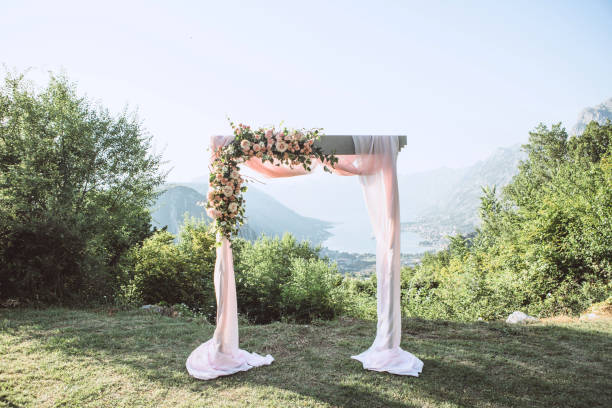 istock Beautiful wedding arch with flowers 1162362660