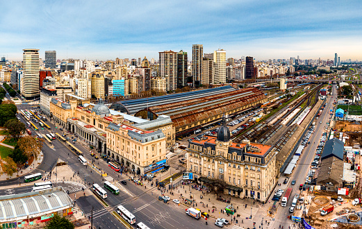 Panoramic aerial view of Buenos Aires skyline, Argentina.