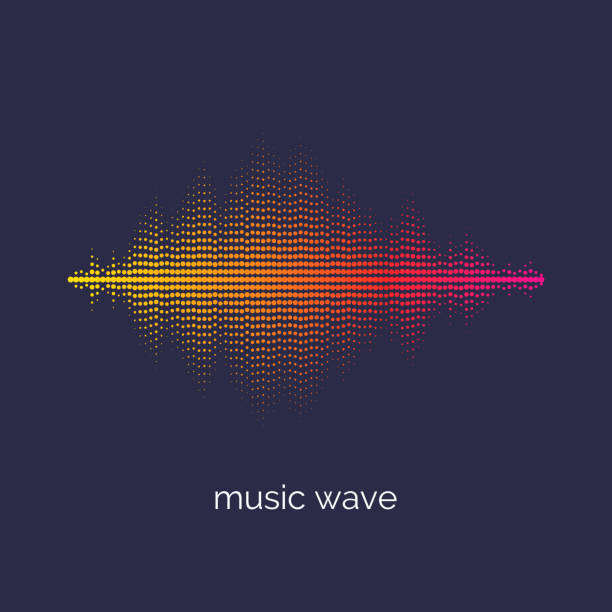 schallwellen-equalizer. vektor-illustration auf dunklem hintergrund - sound wave spotted radio wave backgrounds stock-grafiken, -clipart, -cartoons und -symbole