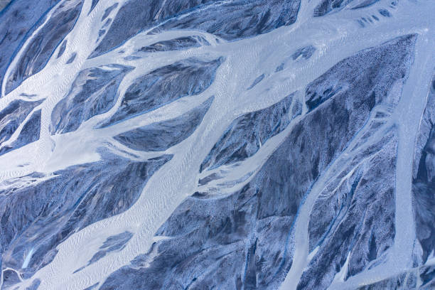 istock Aerial drone view of a huge riverbed, Iceland 1162370487