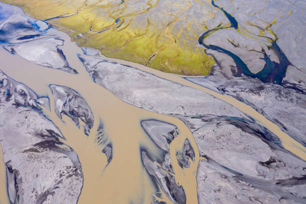 istock Aerial drone view of glacial river system, Iceland 1162370490