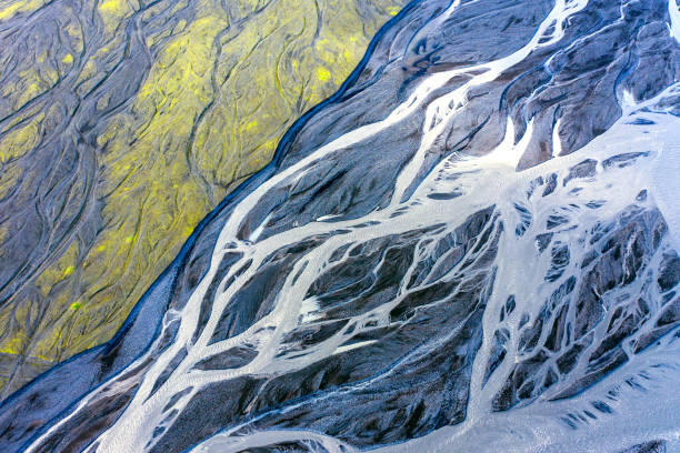 istock Aerial drone view of a huge riverbed, Iceland 1162370498