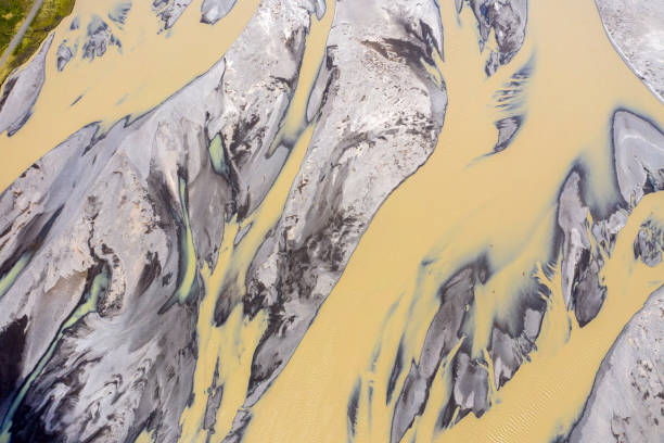 istock Aerial drone view of glacial river system, Iceland 1162370501