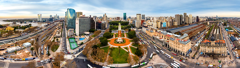 Panoramic aerial view of Buenos Aires skyline, Argentina.