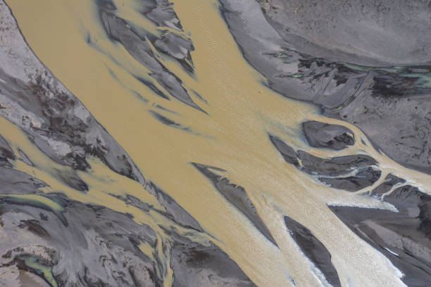 istock Aerial drone view of glacial river system, Iceland 1162370766