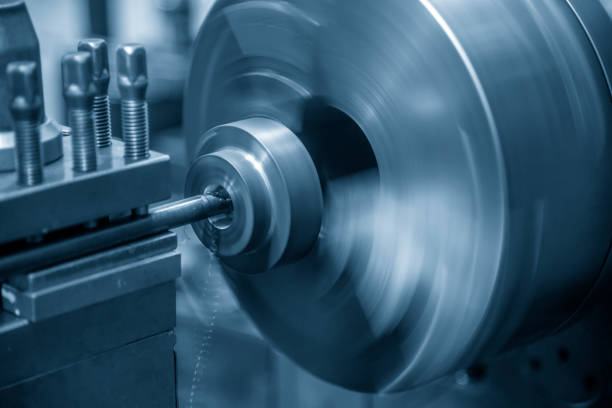 istock The lathe machine bore cutting the metal ring part shape. 1162381606